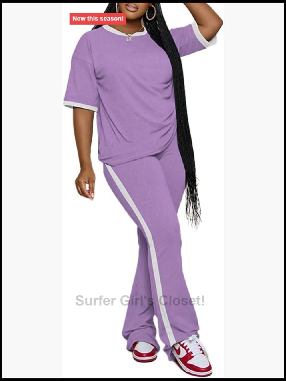 2 Piece Lounge Set: Short Sleeve Top & Flare Pants, Soft & Stretchy, Lightweight